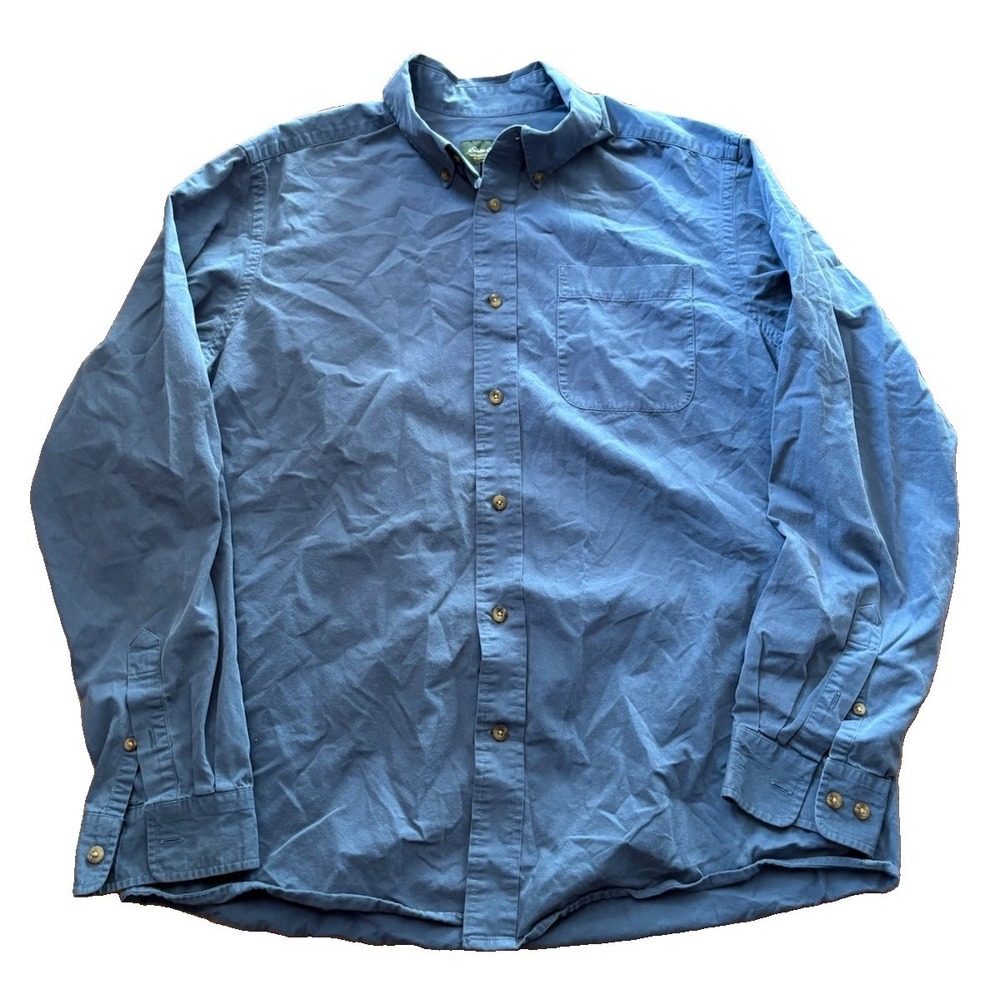 Eddie Bauer Mens Large Blue Cotton Button Down Long Sleeve Shirt Regular Fit